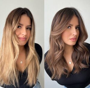 Transformation capillaire blonde brune